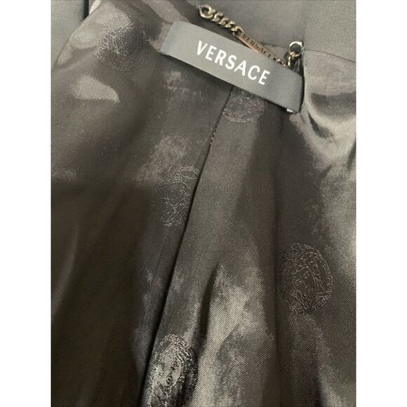 versace womens authentic solid black long sleeve blazer jacket 4 IT 40 small - Picture 5 of 9